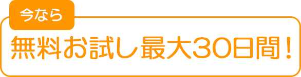 今なら最大無料お試し30日間！